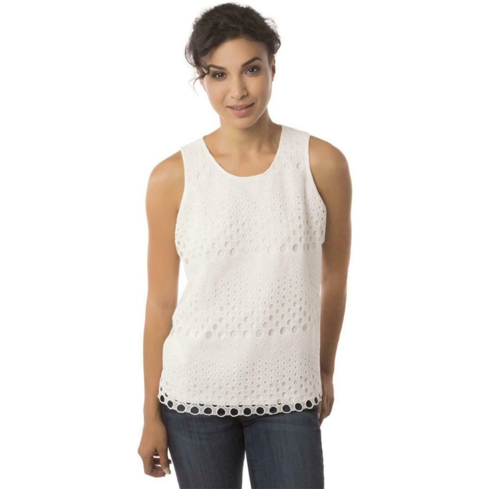 Studio West Embroidered Eyelet Top Sleeveless